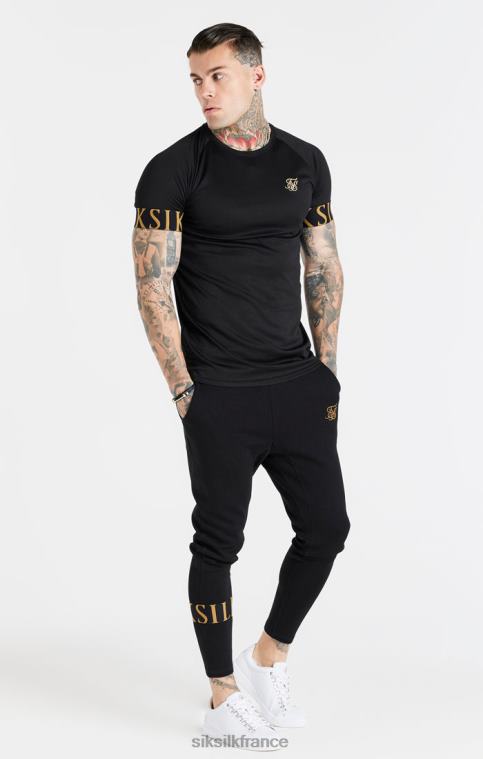 Hommes vêtements 6B8NV368 SikSilk t-shirt noir et doré à revers élastique