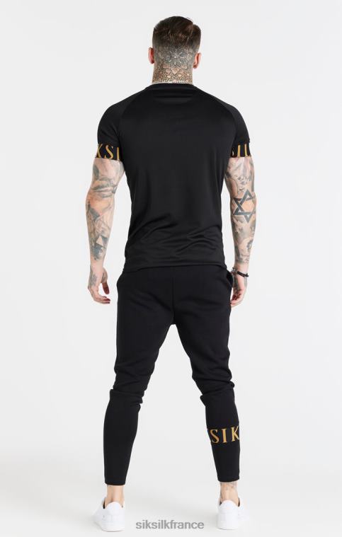 Hommes vêtements 6B8NV368 SikSilk t-shirt noir et doré à revers élastique