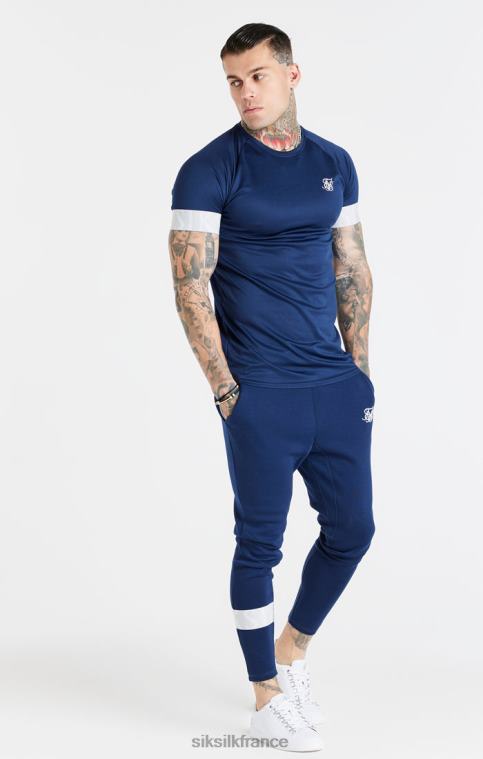 Hommes vêtements 6B8NV369 SikSilk t-shirt bleu marine à poignets élastiques