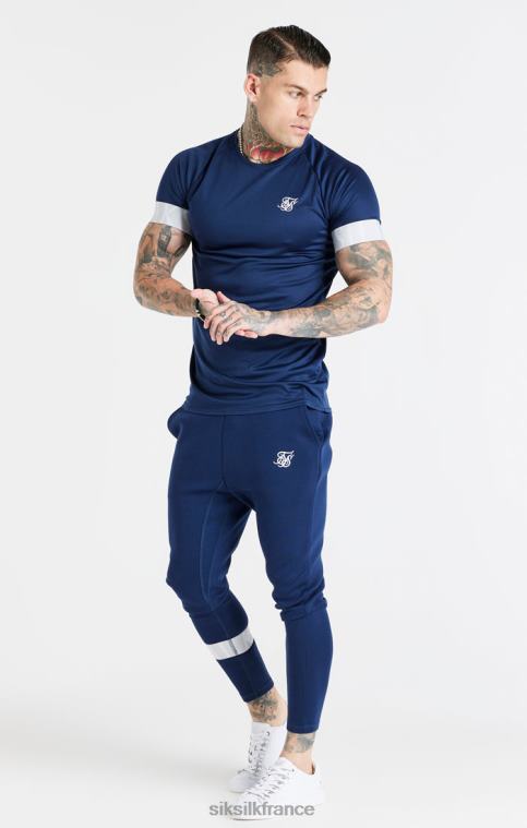 Hommes vêtements 6B8NV369 SikSilk t-shirt bleu marine à poignets élastiques