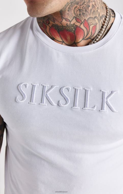 Hommes vêtements 6B8NV370 SikSilk t-shirt moulant brodé blanc