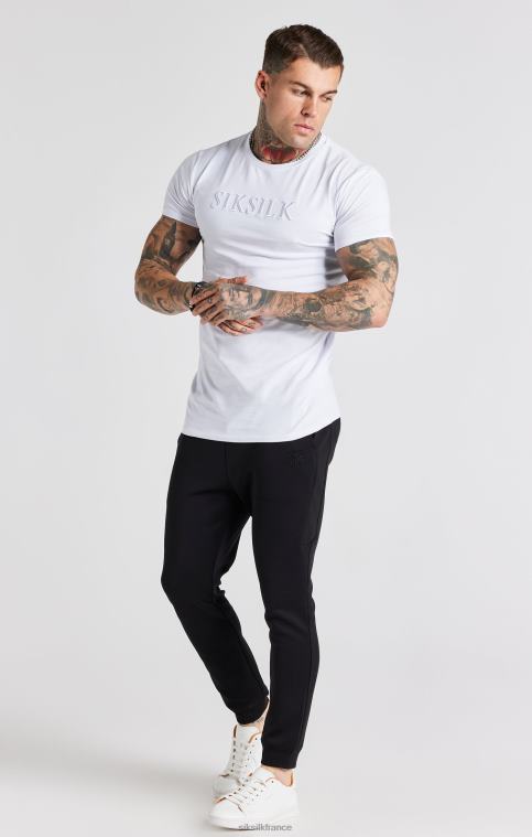 Hommes vêtements 6B8NV370 SikSilk t-shirt moulant brodé blanc