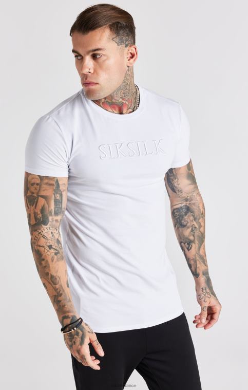Hommes vêtements 6B8NV370 SikSilk t-shirt moulant brodé blanc