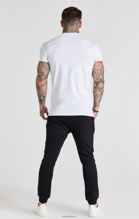 Hommes vêtements 6B8NV370 SikSilk t-shirt moulant brodé blanc