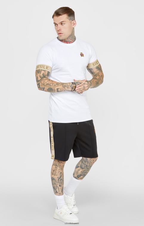 Hommes vêtements 6B8NV372 SikSilk t-shirt à écusson blanc avec poignets élastiqués