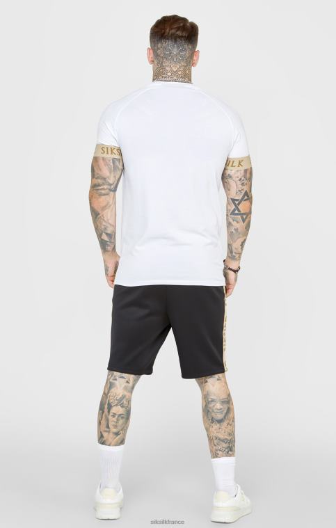 Hommes vêtements 6B8NV372 SikSilk t-shirt à écusson blanc avec poignets élastiqués