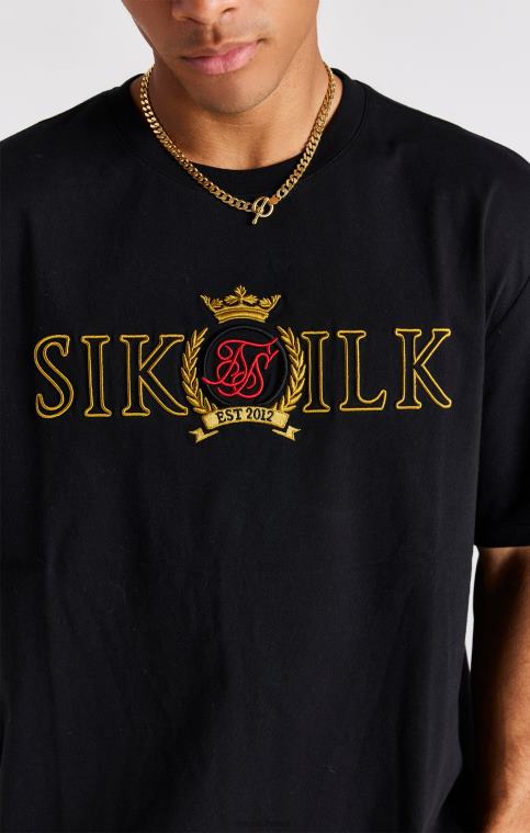 Hommes vêtements 6B8NV373 SikSilk t-shirt oversize à écusson noir