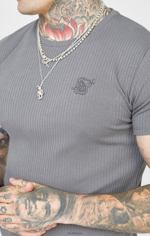 Hommes vêtements 6B8NV374 SikSilk t-shirt gris en maille côtelée