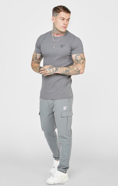 Hommes vêtements 6B8NV374 SikSilk t-shirt gris en maille côtelée