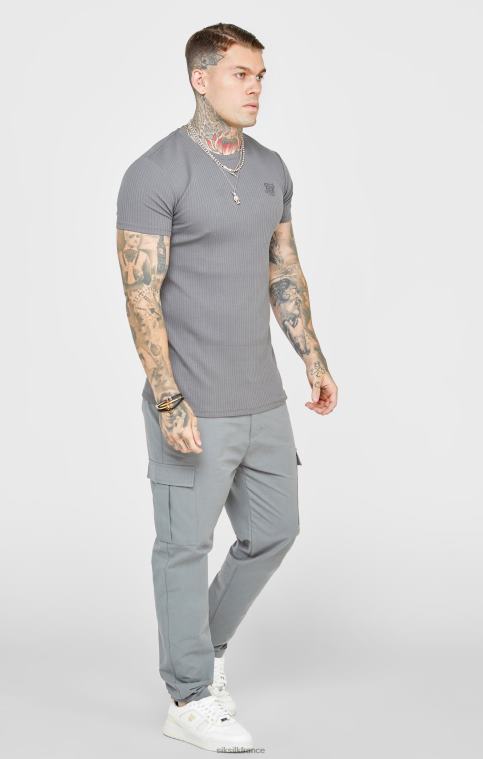 Hommes vêtements 6B8NV374 SikSilk t-shirt gris en maille côtelée