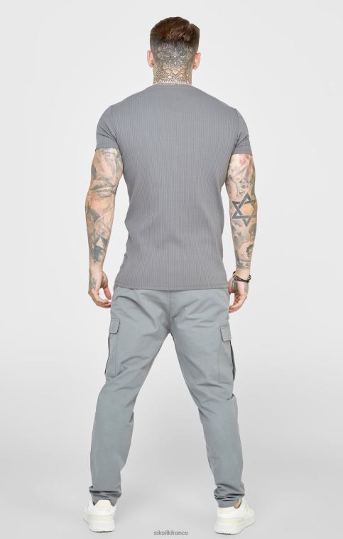 Hommes vêtements 6B8NV374 SikSilk t-shirt gris en maille côtelée