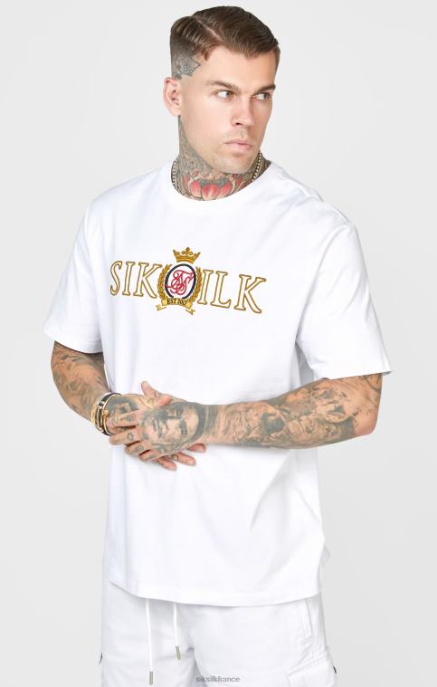 Hommes vêtements 6B8NV376 SikSilk t-shirt blanc oversize à écusson