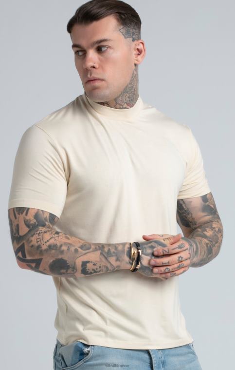 Hommes vêtements 6B8NV378 SikSilk t-shirt beige à col montant