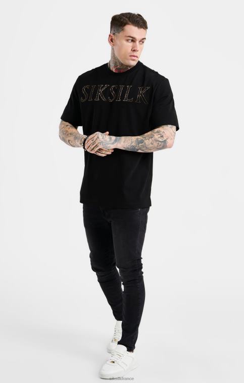 Hommes vêtements 6B8NV383 SikSilk t-shirt oversize noir à logo strassé