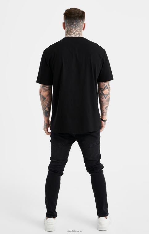 Hommes vêtements 6B8NV383 SikSilk t-shirt oversize noir à logo strassé