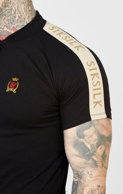 Hommes vêtements 6B8NV385 SikSilk polo à manches courtes avec écusson noir