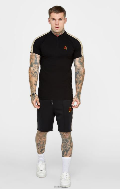 Hommes vêtements 6B8NV385 SikSilk polo à manches courtes avec écusson noir