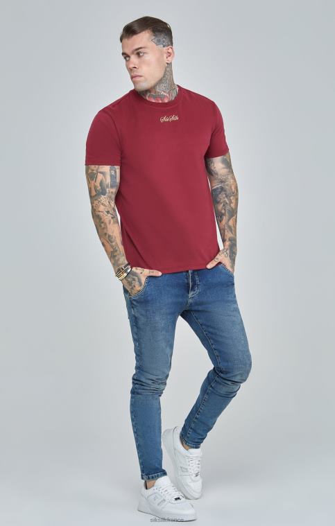 Hommes vêtements 6B8NV386 SikSilk t-shirt oversize bordeaux à logo script