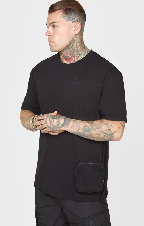 Hommes vêtements 6B8NV399 SikSilk t-shirt oversize à poche noir