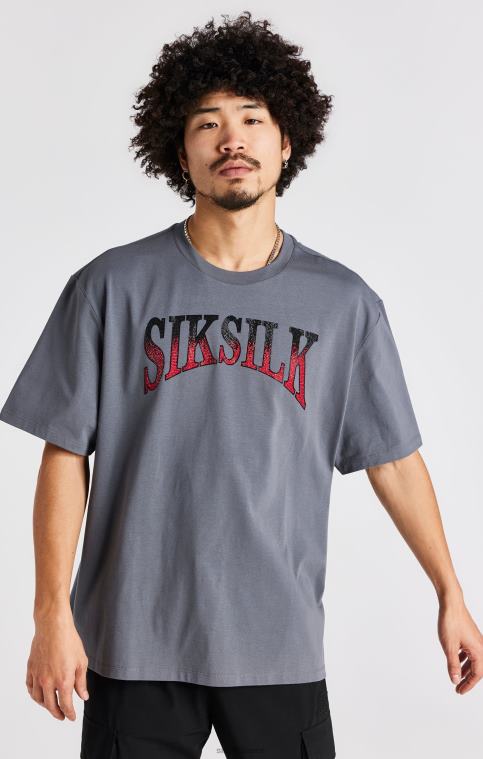 Hommes vêtements 6B8NV400 SikSilk t-shirt gris à manches courtes avec strass