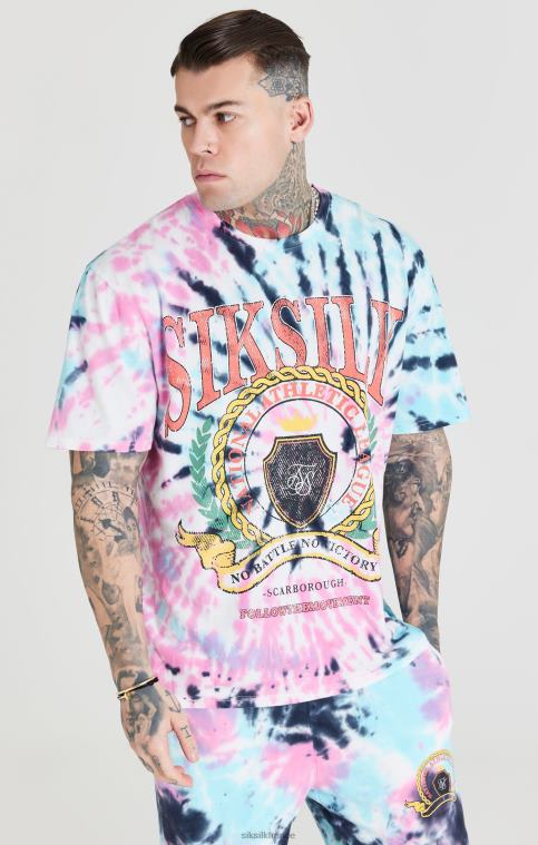 Hommes vêtements 6B8NV403 SikSilk t-shirt oversize universitaire tie-dye