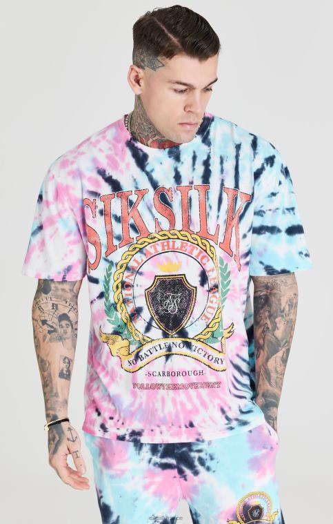 Hommes vêtements 6B8NV403 SikSilk t-shirt oversize universitaire tie-dye