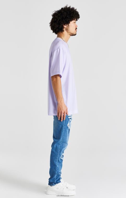 Hommes vêtements 6B8NV405 SikSilk t-shirt oversize imprimé violet à manches courtes