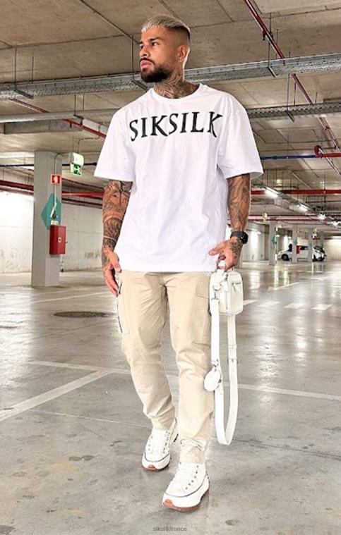 Hommes vêtements 6B8NV406 SikSilk t-shirt blanc coupe décontractée