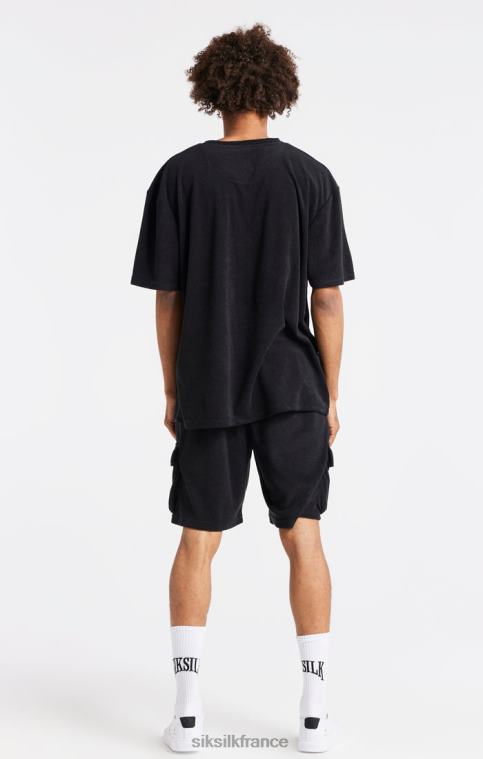 Hommes vêtements 6B8NV408 SikSilk t-shirt oversize noir en tissu éponge
