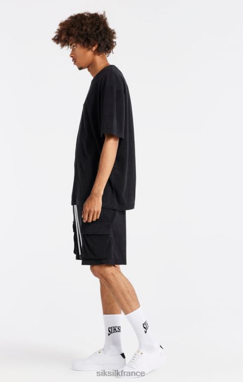 Hommes vêtements 6B8NV408 SikSilk t-shirt oversize noir en tissu éponge