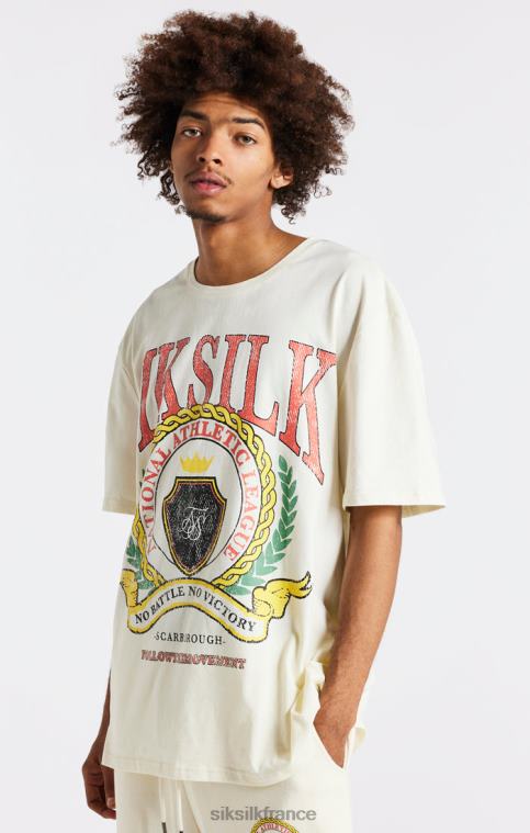 Hommes vêtements 6B8NV409 SikSilk t-shirt oversize écru à imprimé universitaire