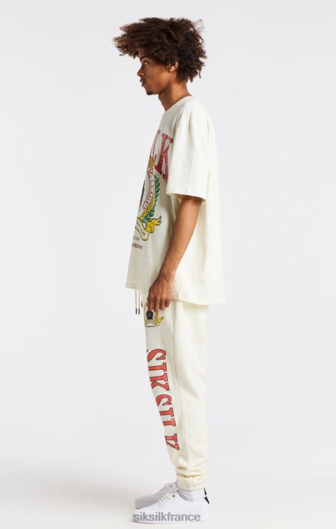 Hommes vêtements 6B8NV409 SikSilk t-shirt oversize écru à imprimé universitaire