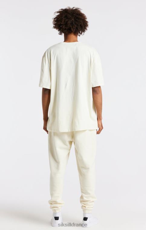 Hommes vêtements 6B8NV409 SikSilk t-shirt oversize écru à imprimé universitaire
