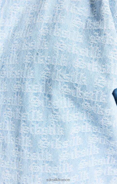 Hommes vêtements 6B8NV471 SikSilk blouson aviateur en jean jacquard bleu