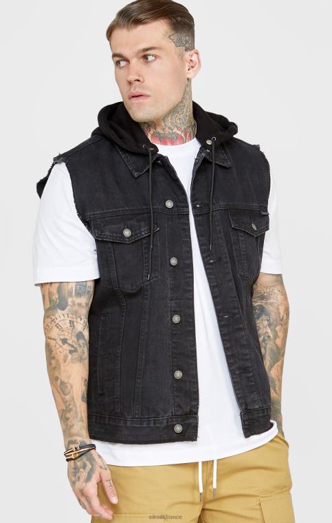 Hommes vêtements 6B8NV472 SikSilk gilet à capuche noir