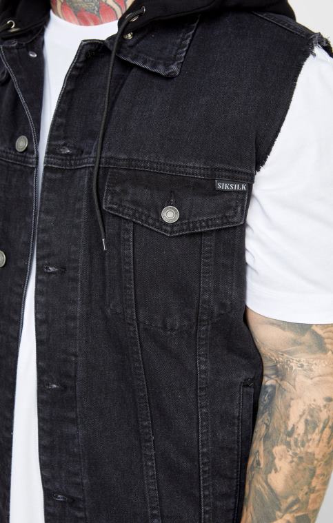Hommes vêtements 6B8NV472 SikSilk gilet à capuche noir