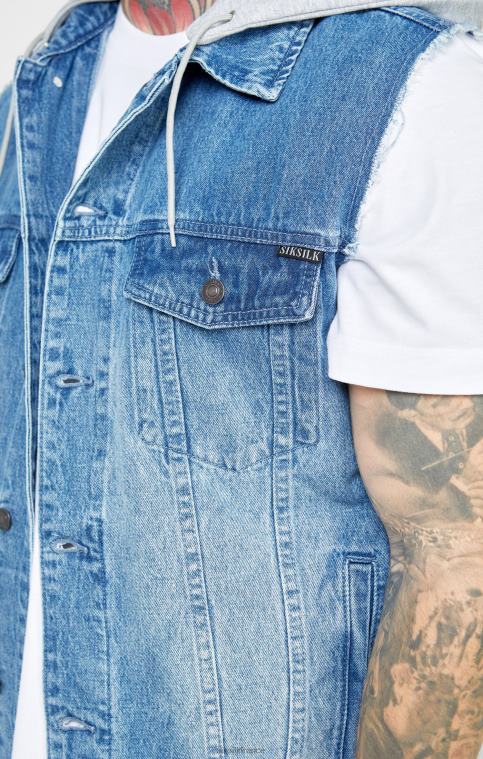 Hommes vêtements 6B8NV473 SikSilk gilet en jean et rinçage