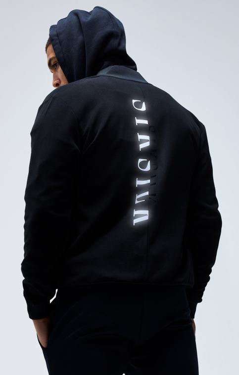 Hommes vêtements 6B8NV475 SikSilk blouson aviateur noir réfléchissant