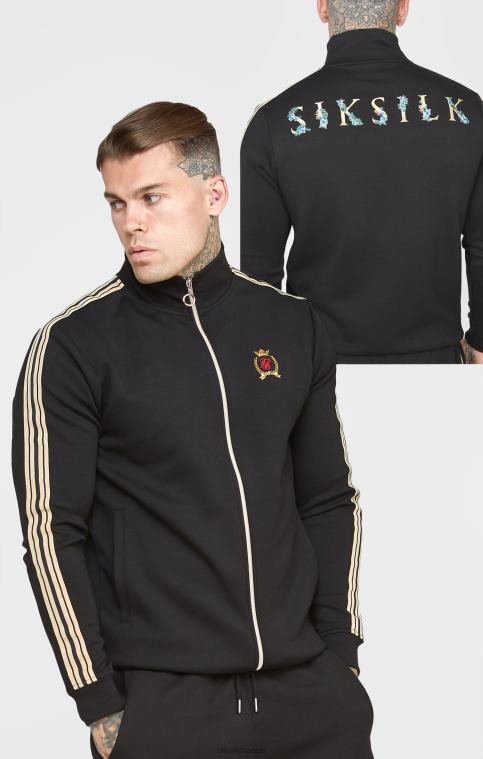 Hommes vêtements 6B8NV476 SikSilk veste de survêtement noire à col cheminée