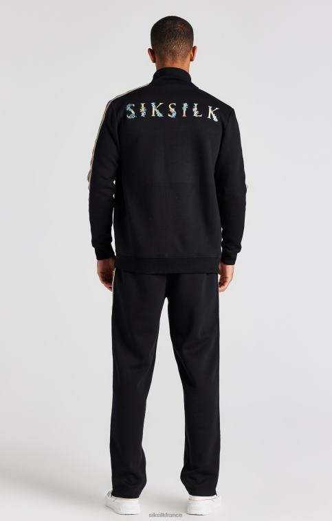 Hommes vêtements 6B8NV476 SikSilk veste de survêtement noire à col cheminée