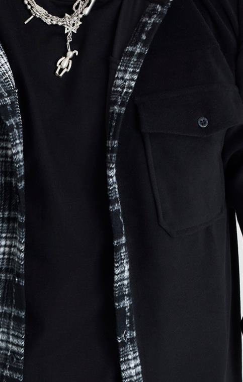 Hommes vêtements 6B8NV490 SikSilk chemise noire à capuche contrastée