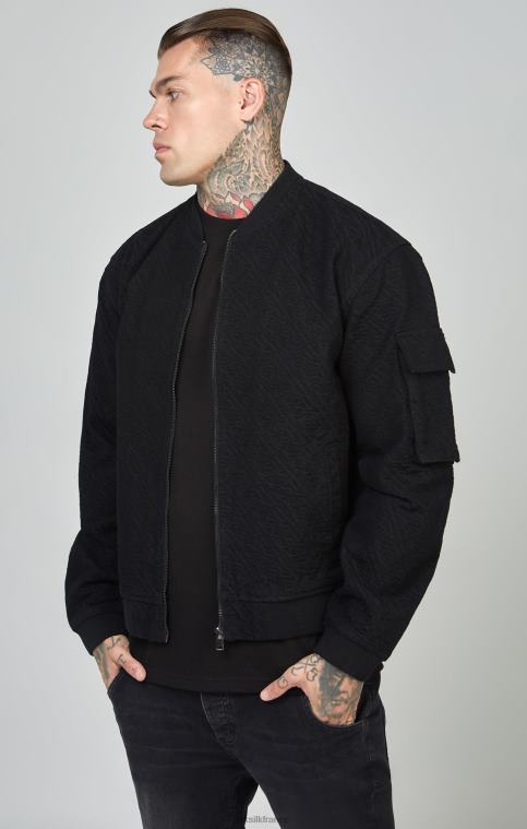 Hommes vêtements 6B8NV491 SikSilk blouson aviateur en jean noir à logo répété