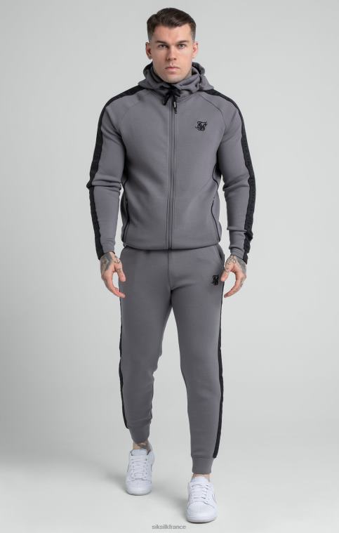 Hommes vêtements 6B8NV504 SikSilk ensemble sweat à capuche zippé et jogger gris avec bande