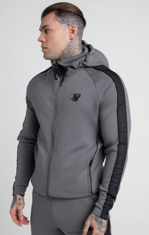 Hommes vêtements 6B8NV504 SikSilk ensemble sweat à capuche zippé et jogger gris avec bande