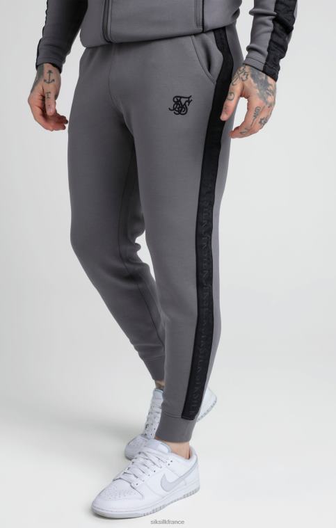 Hommes vêtements 6B8NV504 SikSilk ensemble sweat à capuche zippé et jogger gris avec bande