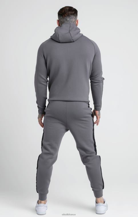 Hommes vêtements 6B8NV504 SikSilk ensemble sweat à capuche zippé et jogger gris avec bande
