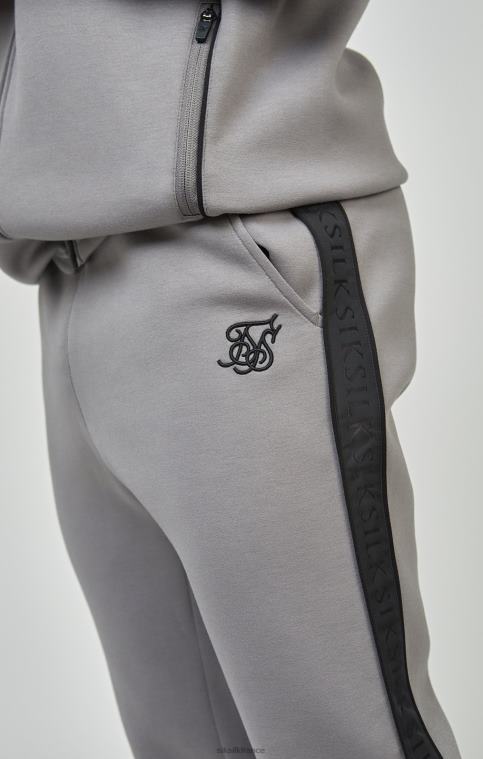 Hommes vêtements 6B8NV504 SikSilk ensemble sweat à capuche zippé et jogger gris avec bande